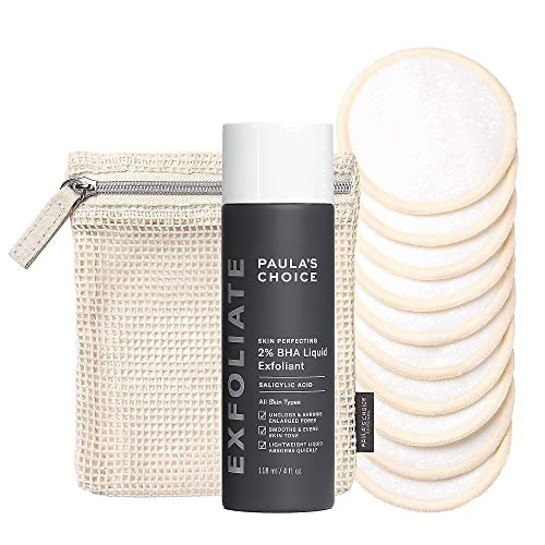 Paula’s Choice SKIN PERFECTING 2% BHA Salicylic Acid Liquid Exfoliant & Reusable Cotton/Bamboo Pads Duo, for Toner, Exfoliants & Makeup Remover, Eco-Friendly, Fragrance-Free & Paraben-Free, Set of 2 | Amazon (US)