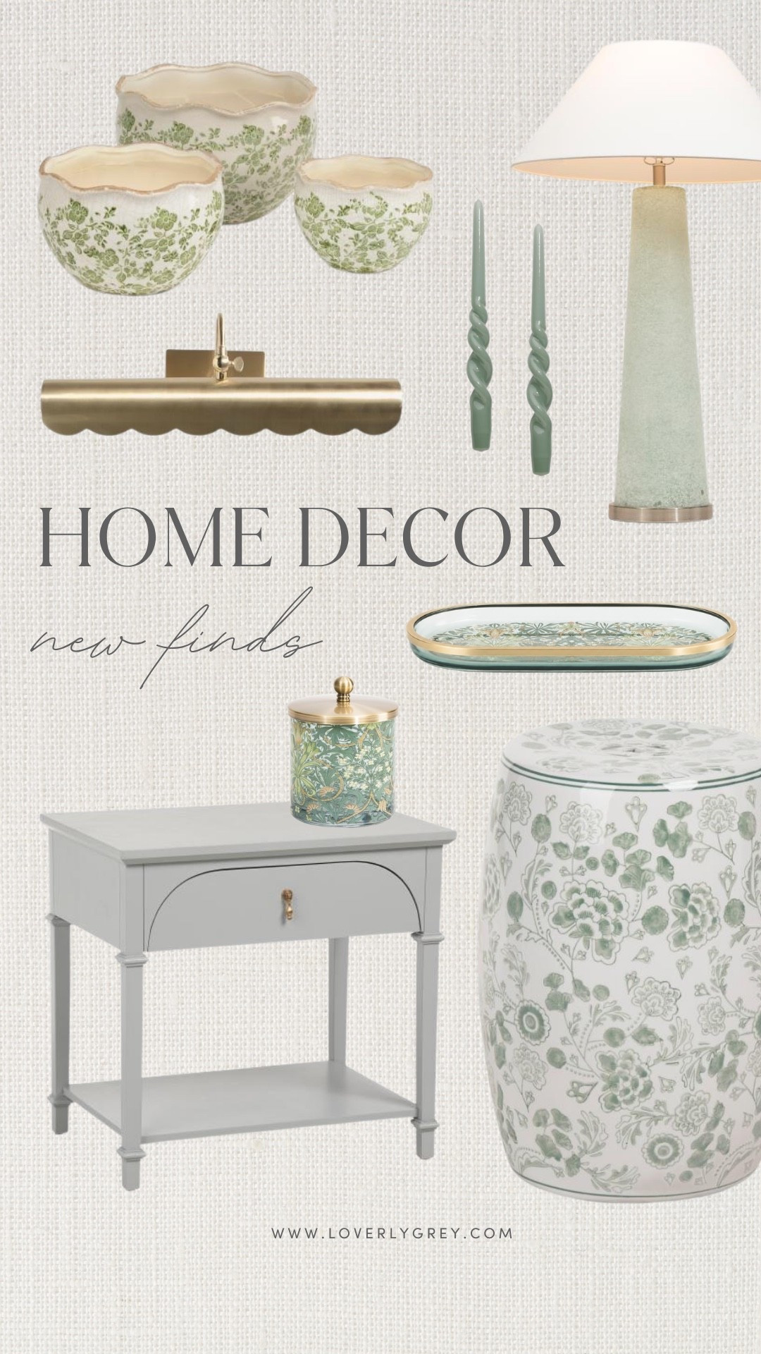 I keep coming back to green and cream home decor lately, and these finds are such an easy way to bring that color palette into a room. The floral planters, scalloped picture light, sage accents and patterned garden stool are perfect for a grandmillennial-inspired home with lots of charm.

#LTKHome #LTKSeasonal