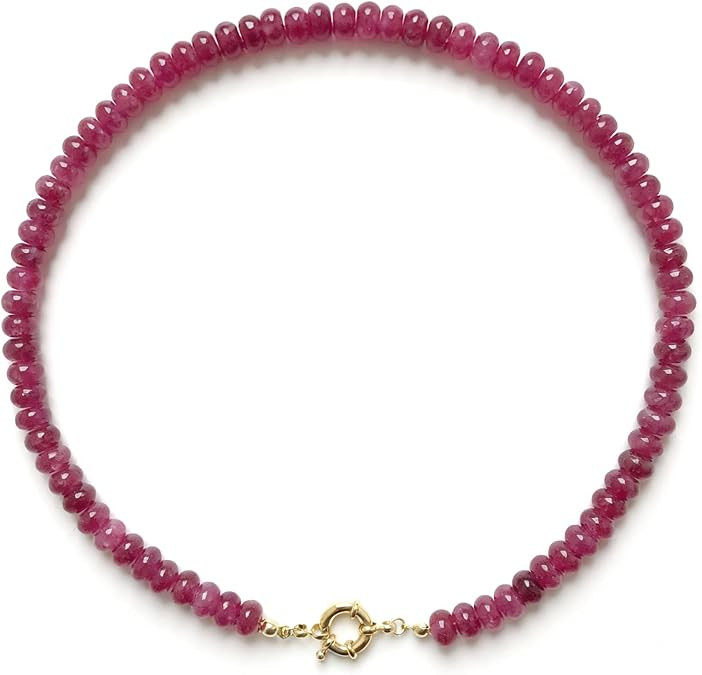 Beaded Necklaces for Women, Colorful Gemstone Bead Boho Choker, Natural Stone Handmade Fashion Su... | Amazon (US)