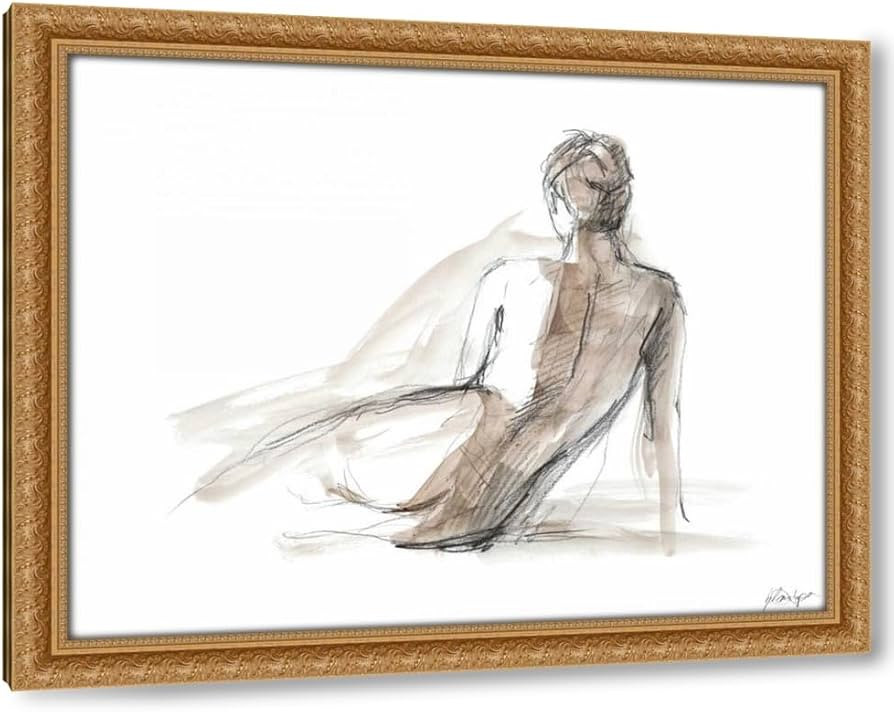 ArtDirect Gestural Figure Study II 60x47 Huge Gold Ornate Wood Framed Canvas Giclee Art by Harper... | Amazon (US)