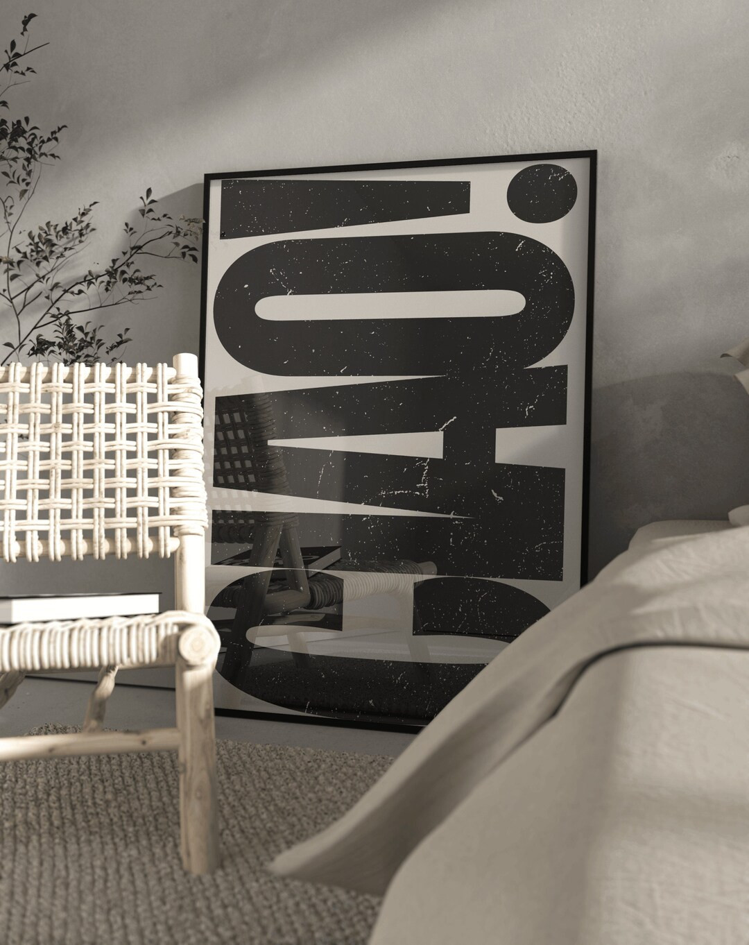 Digital download/ Retro style black and beige Italian wall art quote 'ciao!'/ textured monochrome... | Etsy (US)
