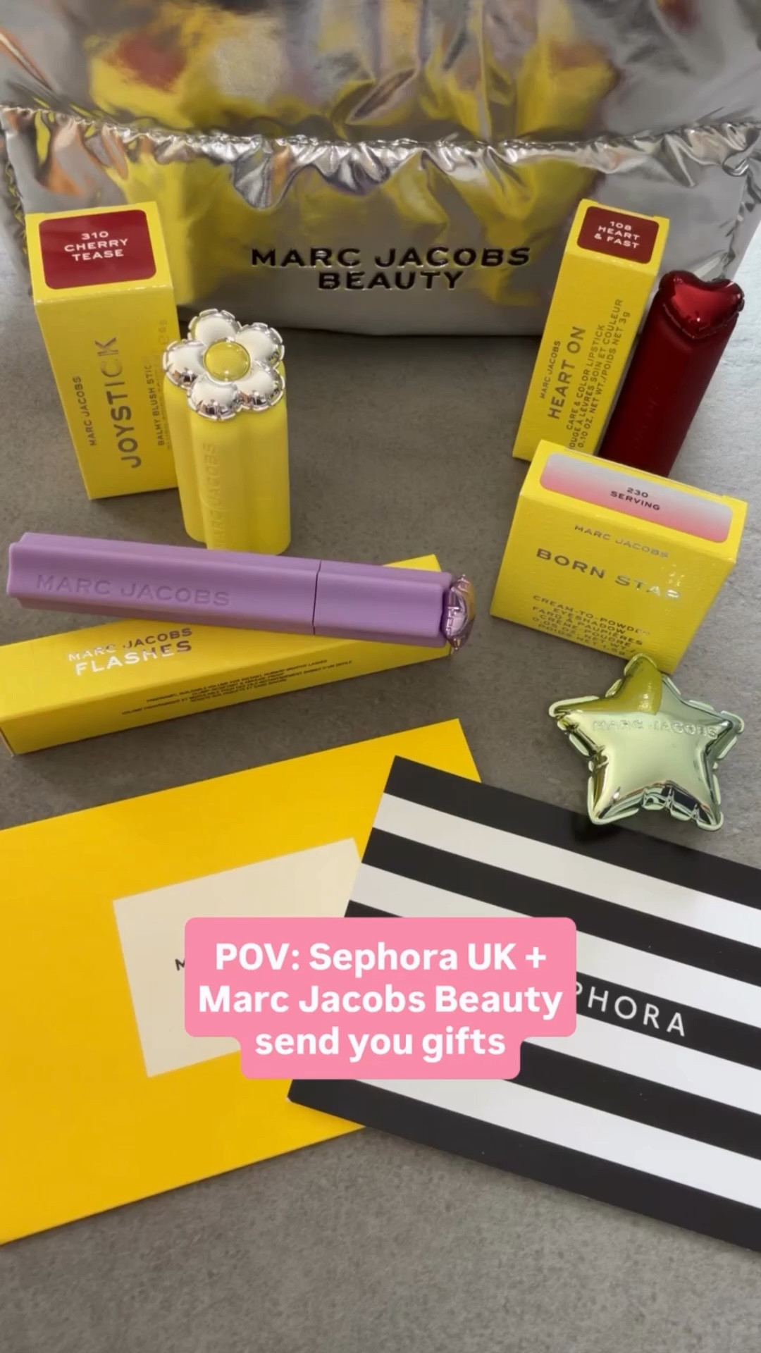 POV: Sephora UK + Marc Jacobs Beauty send you gifts #ad 

Marc Jacobs Beauty is back at Sephora UK! 💖 

Huge thank you to @Sephora @sephorauk @ltk.europe @marcjacobsbeauty for sending over this incredible PR package to celebrate the new product launch! @Sephora UK 

In this video
Products Shown:
✨ Marc Jacobs Joystick Balmy Blush Stick - Shade 310 Cherry Tease
✨ Marc Jacobs Heart On Care & Color Lipstick - Shade 106 Heart & Fast
✨ Marc Jacobs Born Star Cream-to-Powder Eyeshadow - Shade 230 Serving
✨ Marc Jacobs Flashes Mascara

#sephorauk #marcjacobsbeauty #beautypr #newproductlaunch#LTKunboxing 

marc jacobs makeup marc jacobs joystick blush born star eyeshadow heart on shine lipstick viral beauty sephora new makeup drop
sephora beauty insider haul
marc jacobs beauty at sephora only at sephora beauty viral sephora makeup 2026 products marc jacobs sephora app exclusive joystick blush stick sephora heart on lipstick sephora born star eyeshadow sephora sephora luxury makeup haul

#LTKuk #LTKbeauty