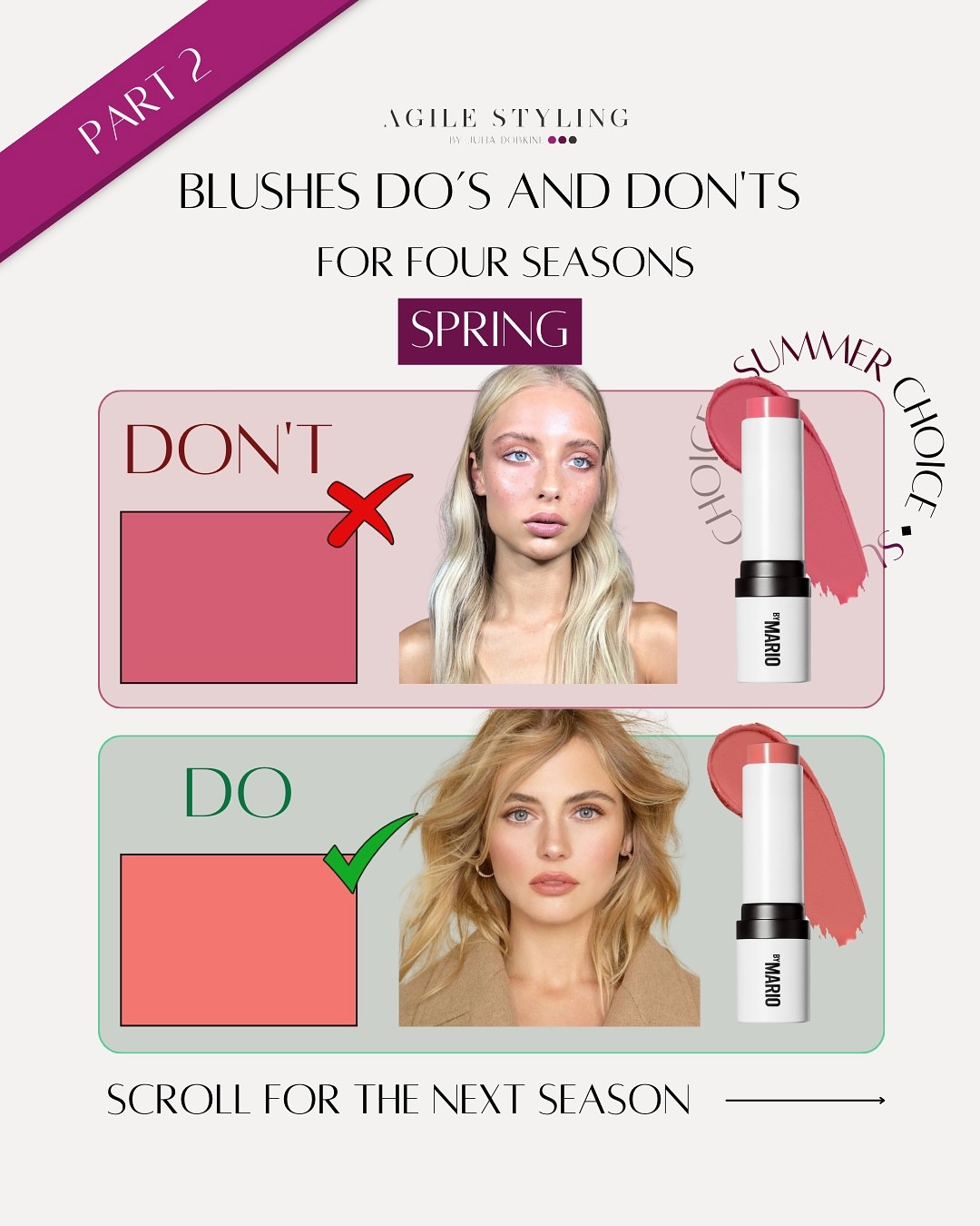💖 BLUSHES do’s and don’ts for FOUR SEASONS 

Did you know that choosing the wrong blush can make you look tired, washed out, or even older? 🤯 The key to a fresh and natural glow is harmony with your season—your perfect shades will enhance your features instead of overpowering them.

🚫 Wrong blush shades can:
	•	Make your skin look dull or ashy
	•	Emphasize redness or uneven tones
	•	Clash with your natural lip and eye color
	•	Create a harsh, unnatural contrast

✅ The right blush will:
	•	Make your complexion look radiant and healthy ✨
	•	Enhance your natural beauty effortlessly
	•	Blend seamlessly into your makeup for a polished look

If you’ve ever felt like your blush just isn’t working, it might be time for a seasonal color REFRESH! 🖌️

💡 Not sure what your perfect shades are? My Essential Trio will guide you in choosing your most flattering makeup, wardrobe, and accessories—so you never second-guess your beauty choices again! Book with the link in bio

📌 Shop for your PERFECT blush on my LTK store with the link in bio

🤔 And what do you think about the last blush shade? Which season would it suit most? 👇

#BlushGuide #PerfectBlush #ColorHarmony #MakeupDoAndDonts #ColorAnalysis #BeautyThatFits #SeasonalColorTheory #GlowUp