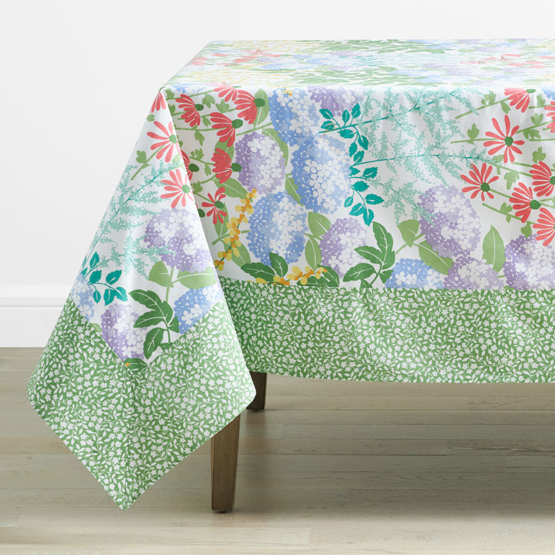 Garden Floral Cotton Tablecloth - Floral Blossom, Floral, Pattern Print, 70 in. x 120 in. - Green/Pink/Yellow, Size 70 X 120 | The Company Store | The Company Store