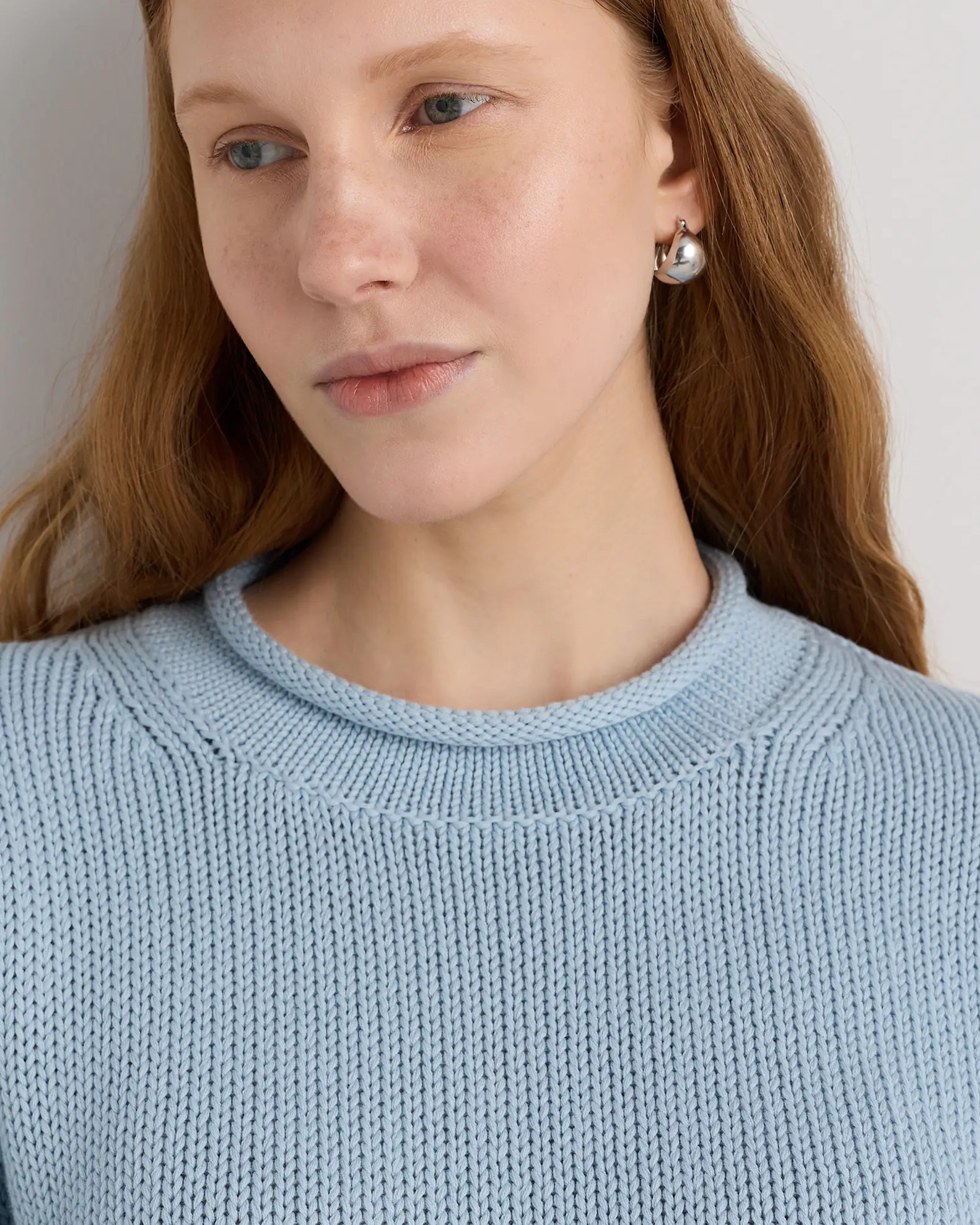 Women's 100% Organic Cotton Roll Neck Sweater in Sky Blue | Quince