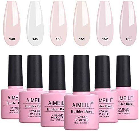 AIMEILI Builder Base Clear Sheer Color Gel, No Need Slip Solution Builder Extension, Soak Off Gel... | Amazon (US)