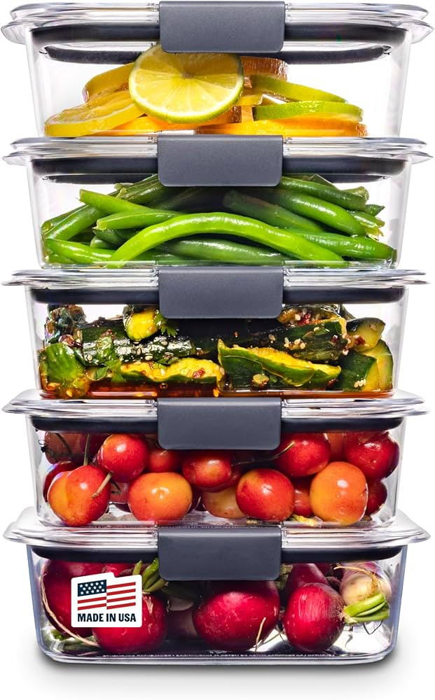 Rubbermaid Brilliance Food Storage Containers BPA Free Airtight Lids Ideal for Lunch Meal Prep & ... | Amazon (US)