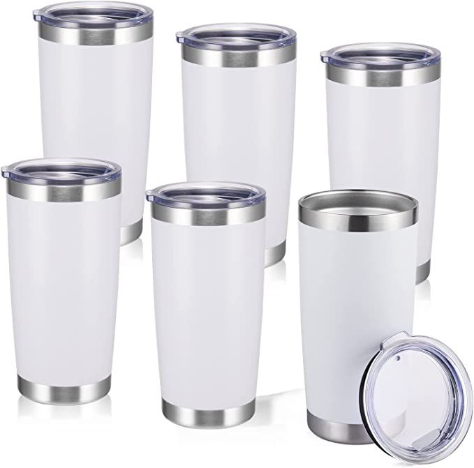 StarSpeed 20oz 6 pack Insulated Tumblers with Lid Stainless Steel Double Wall Tumbler Travel Coff... | Amazon (US)