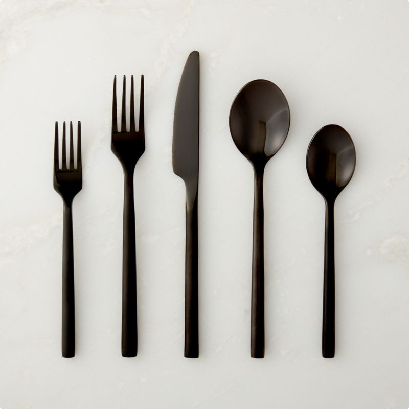 20-Piece Rush Brushed Black Flatware Set + Reviews | CB2 | CB2
