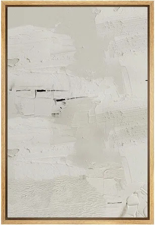 White Grunge Paint Stroke Collage Abstract Shapes Framed On Canvas Painting | Wayfair North America