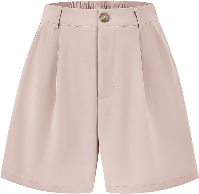 KIRUNDO Women's Shorts 2024 Trendy Summer Dressy Elastic High Waisted Pleated Business Casual Wor... | Amazon (US)