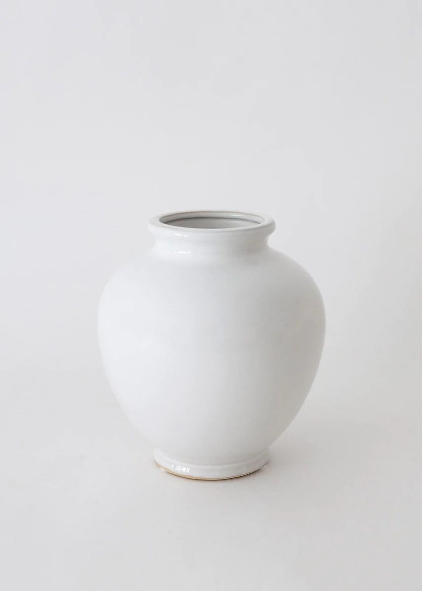 Glossy White Round Ceramic Vase - 7.75" | Afloral (US)