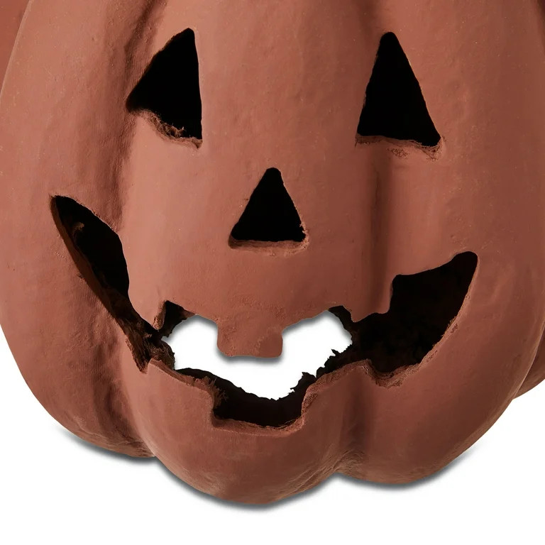 Paper Mache Brown Pumpkin Decor, 8" Height, Harvest by Way To Celebrate - Walmart.com | Walmart (US)