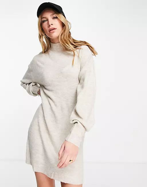 Vero Moda high neck sweater dress in cream | ASOS (Global)