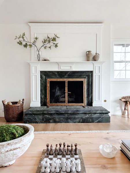 I did a simple styling of our fireplace and linking all the items (the ones that are still in stock) here!