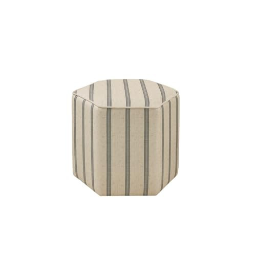 Martha Stewart Ellen Accent Ottoman - Solid Wood Frame, Soft Fabric, Hexagonal Small Stool Chair - Modern Foam Padded Top Footstool Living Room Furniture Natural, 18" W x 18" D x 16" H, Natural | Amazon (US)