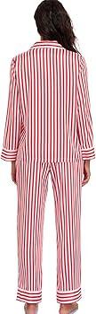 Women's Satin Pajama Set Long Sleeve Button Down Sleepwear 2-Piece Silky Pj Set | Amazon (US)