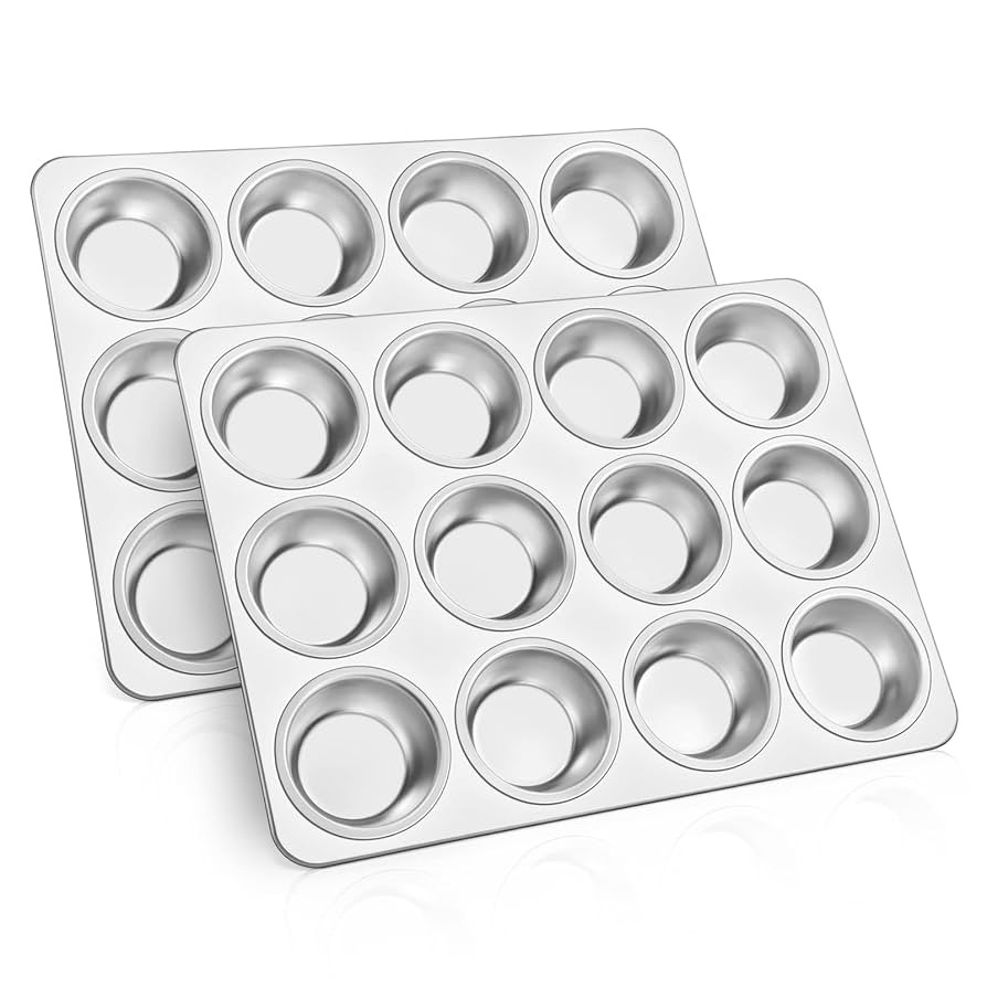 TeamFar 12-Cup Muffin Pan, Stainless Steel Cupcake Pans Muffin Tin Set for Oven Baking Mini Brown... | Amazon (US)