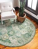 Unique Loom Penrose Collection Distressed Traditional Vintage Round Rug, 6 Feet, Green/Beige | Amazon (US)