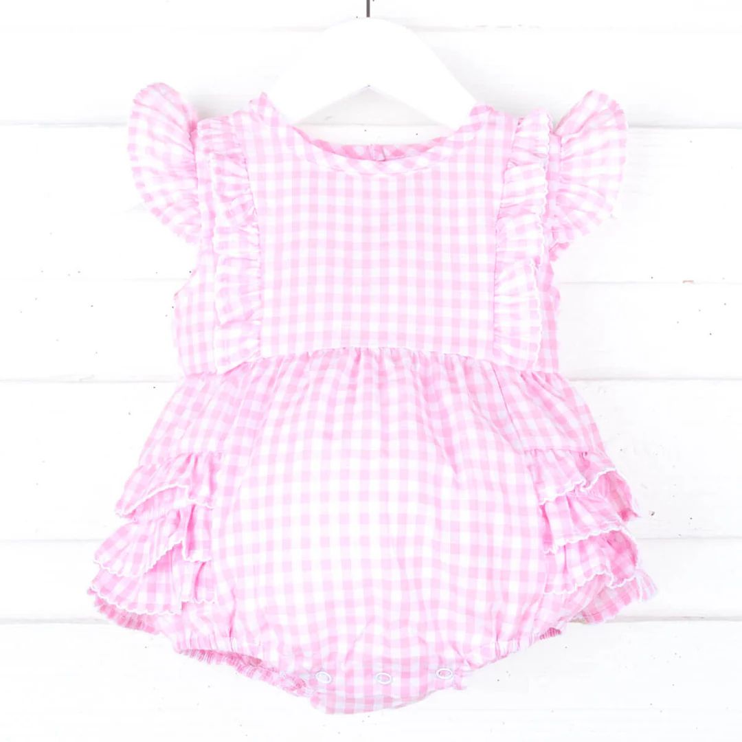 Pastel Pink Gingham Ruffle Kate Bubble | Classic Whimsy