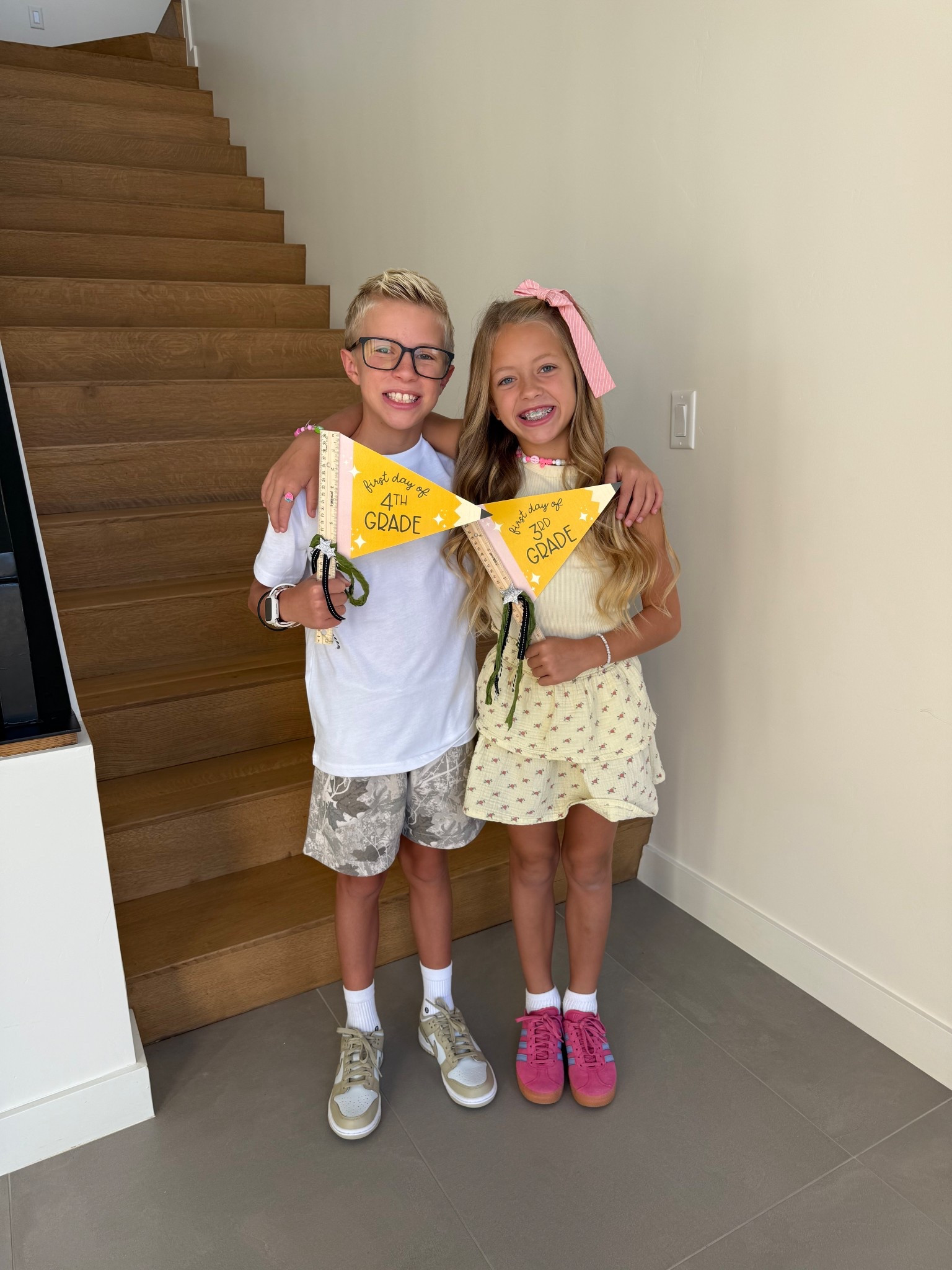 First day of school!!  Harper’s skirt is from Italy so can’t link it.