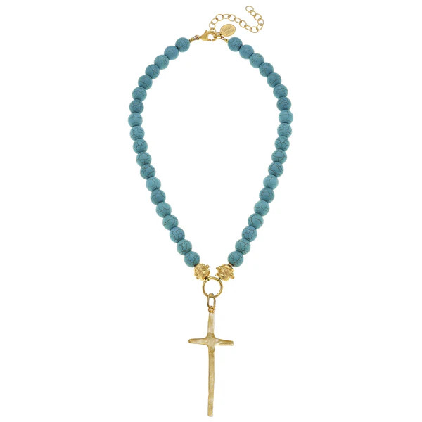 Turquoise Tall Cross Necklace | Susan Shaw