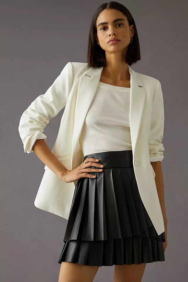 Maeve Faux Leather Pleated Mini Skirt | Anthropologie (US)