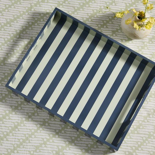 RHODE Wide Stripe Lacquer Tray | West Elm (US)