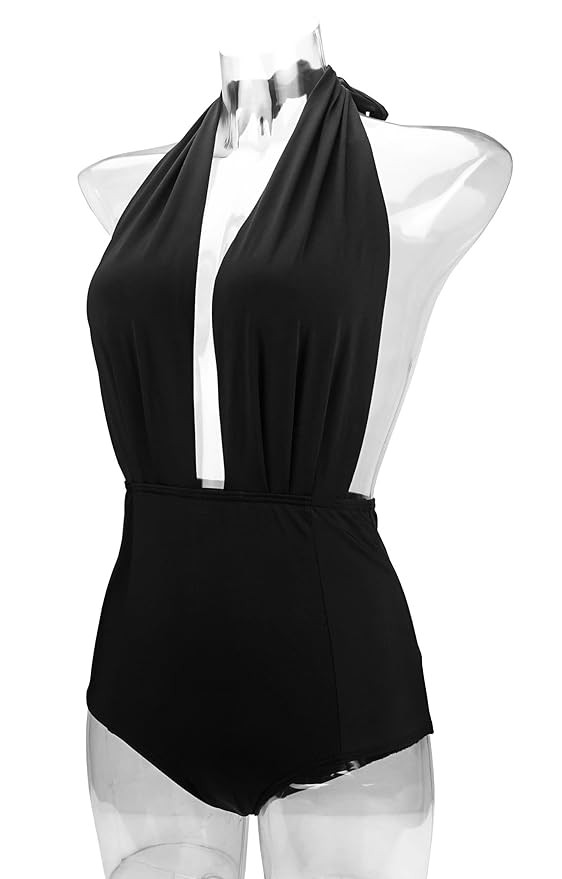 COCOSHIP Retro One Piece Backless Bather Swimsuit High Waisted Pin Up Swimwear(FBA) | Amazon (US)