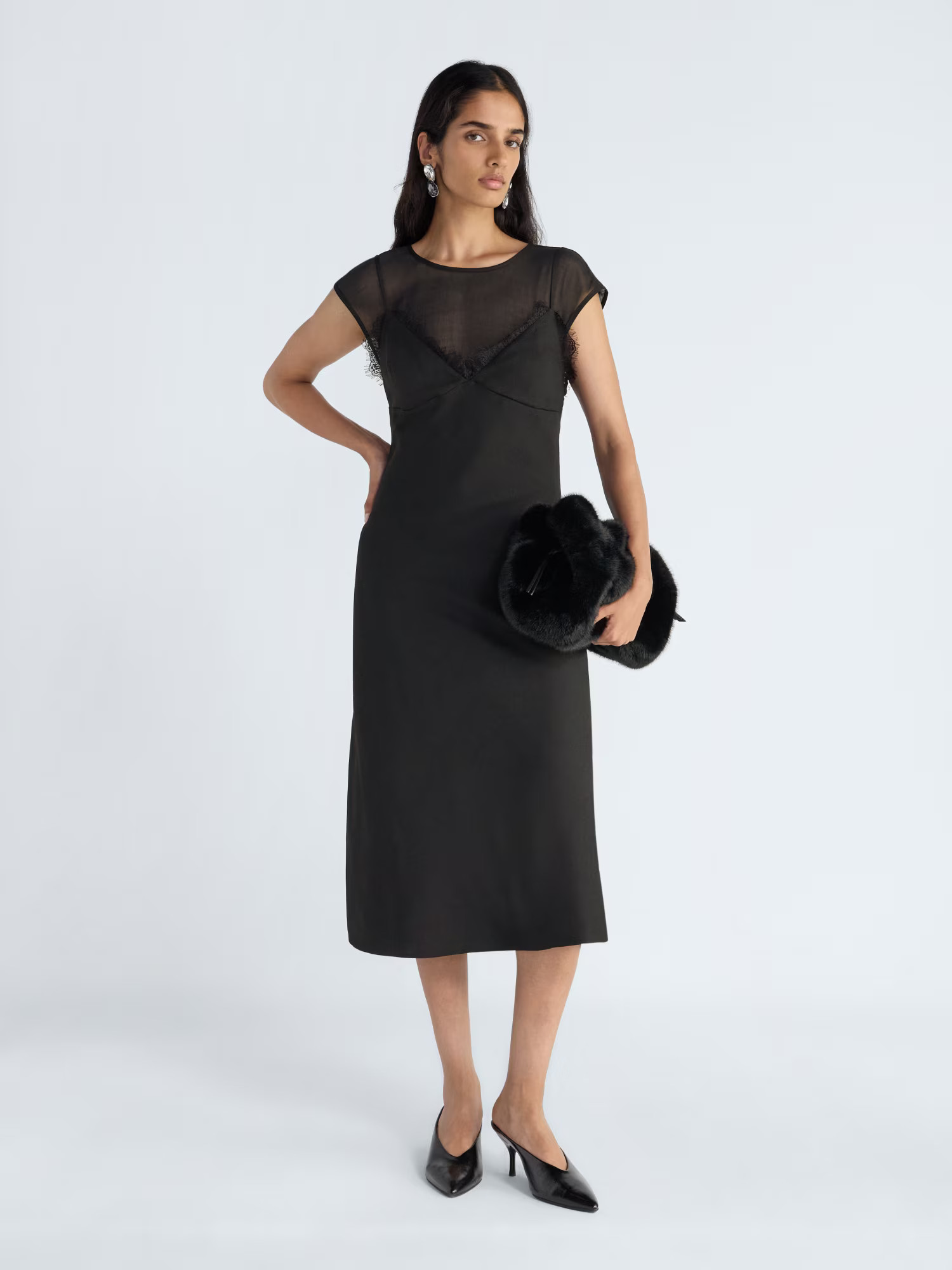 Scoop Women's and Women's Plus Mix Media Midi Dress, Sizes XS-4X | Walmart (US)