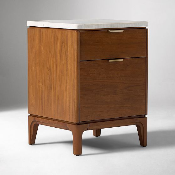 Parker 16"" Nightstand, Cool Walnut, Marble | West Elm (US)