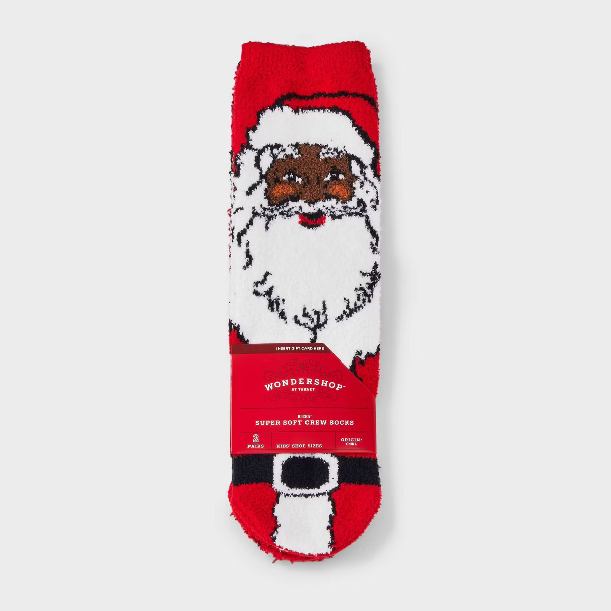 Kids' 2pk Santa Cozy Crew Socks with Giftcard Holder - Wondershop™ Red | Target