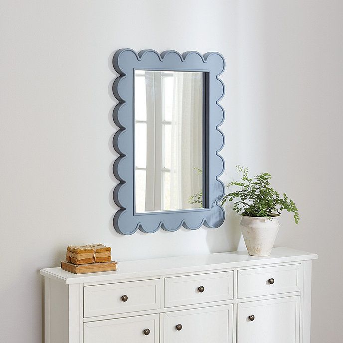 Hayli Scallop Mirror Blue Wood Wall Decor | Ballard Designs, Inc.