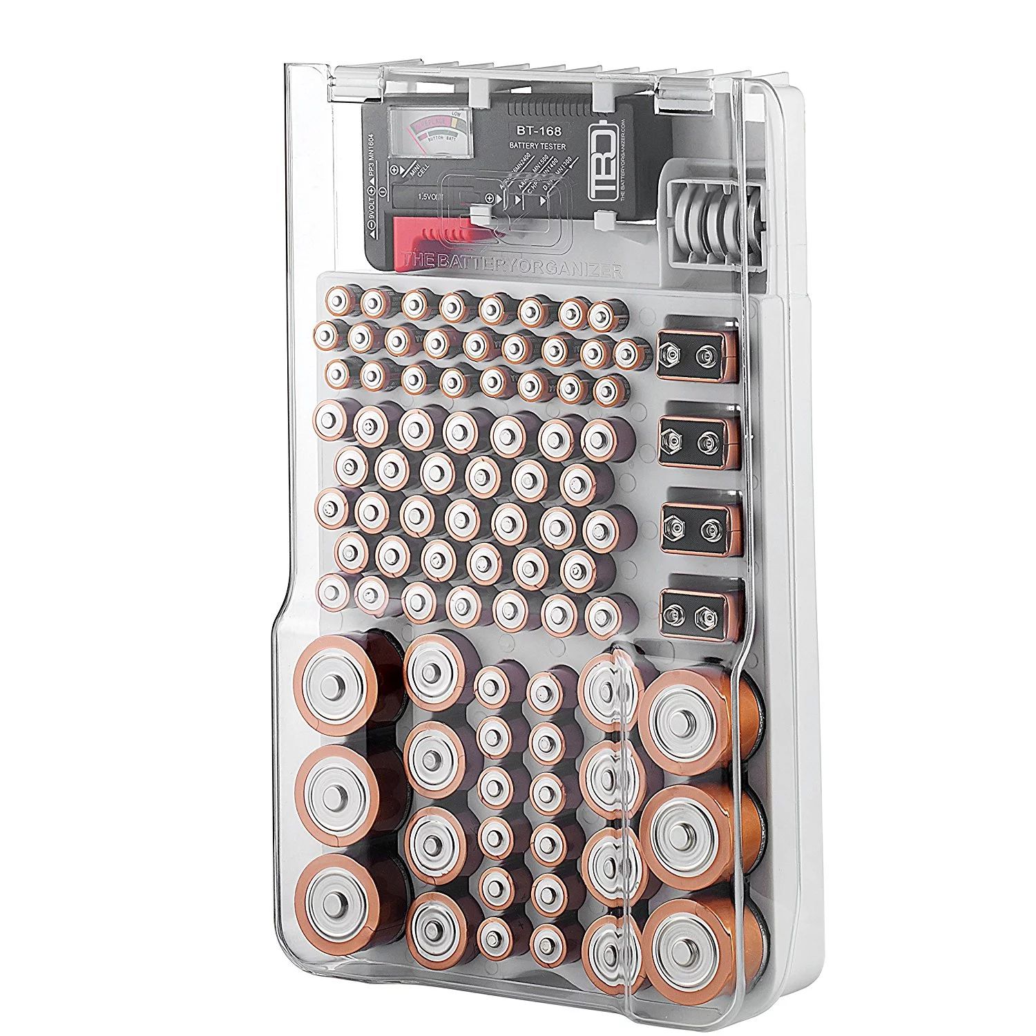 The Battery Organizer Storage Case with Hinged Clear Cover, Includes a Removable Battery Tester, ... | Walmart (US)