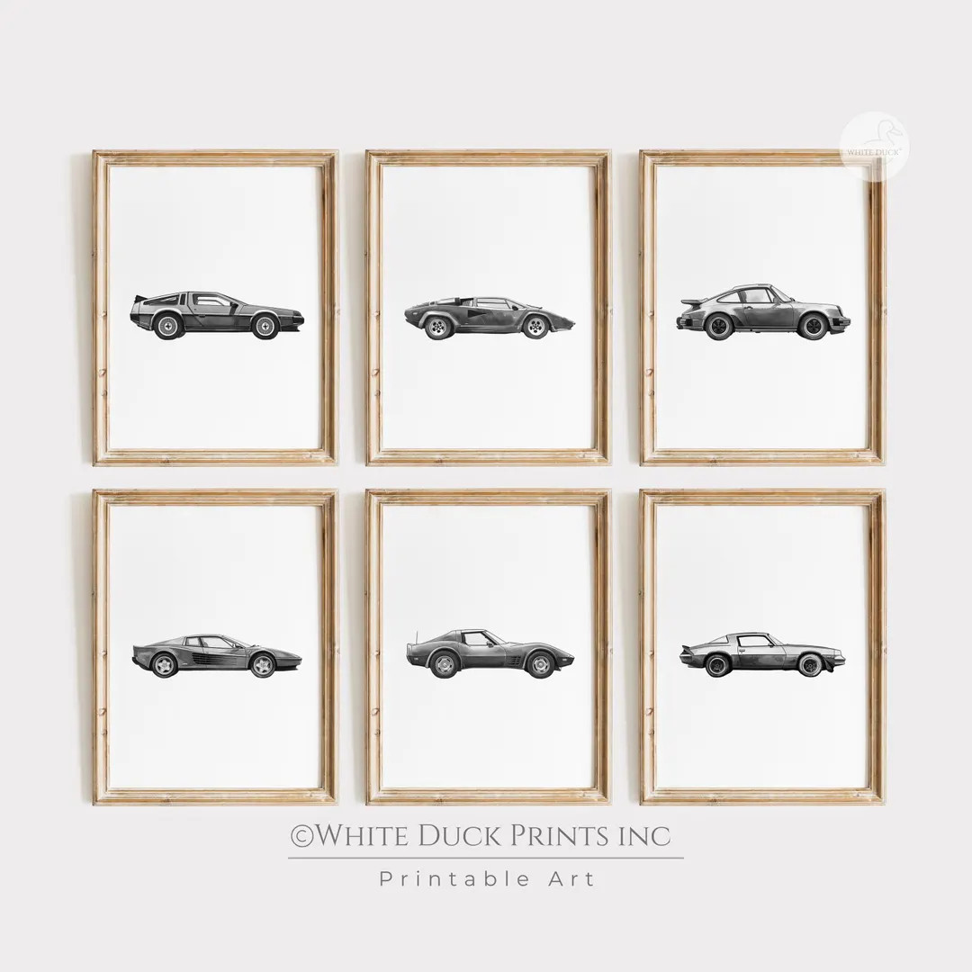 Sports Car Prints Boy Room Wall Decor Nursery Classic Car Prints Vintage Vehicles Retro Sports Ca... | Etsy (US)