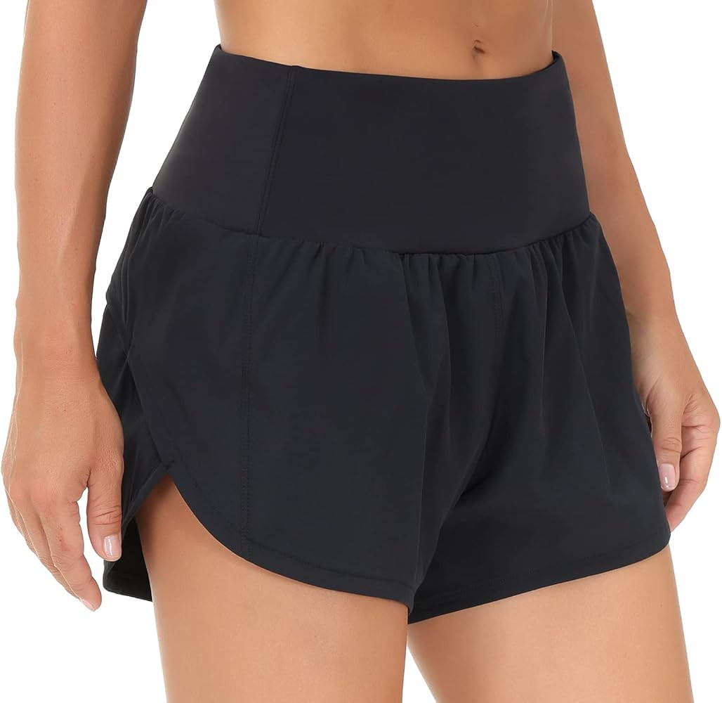 THE GYM PEOPLE Womens High Waisted Running Shorts Quick Dry Athletic Workout Shorts with Mesh Lin... | Amazon (US)