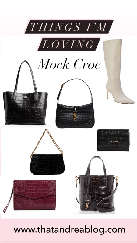 Mock croc
Trending 
Mock croc shoes 
Mock croc handbags 
Mock croc wallet 
Things I’m loving 

#LTKfindsunder100 #LTKSpringSale #LTKitbag