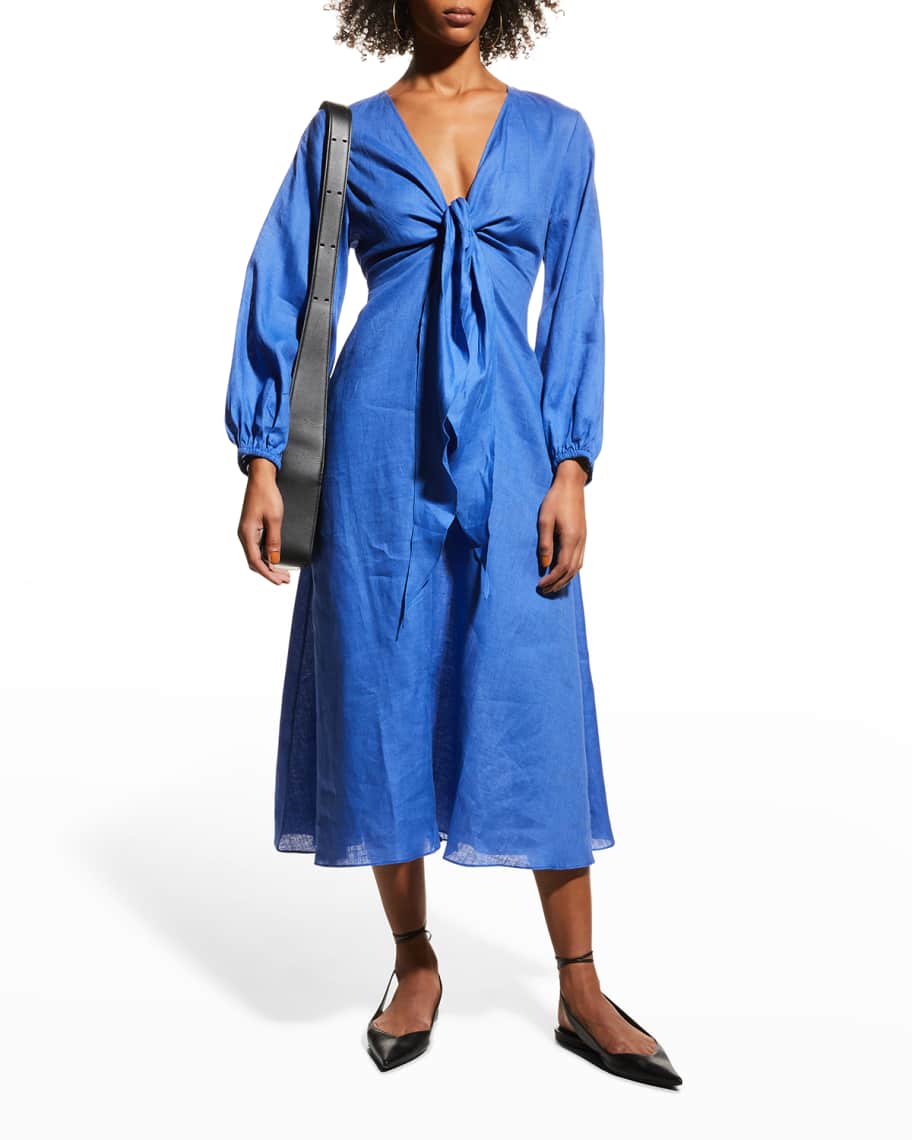 Harshman Novella Long-Sleeve Midi Dress | Neiman Marcus