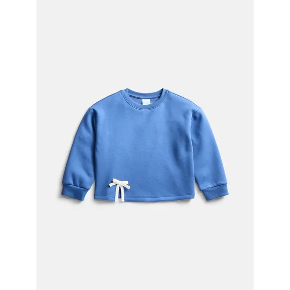 Wonder Nation Toddler Girls Crewneck Sweatshirt with Bow, Sizes 12M-5T | Walmart (US)