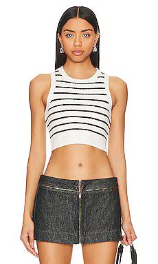 superdown Phoebe Ultra Crop Vest in White & Black from Revolve.com | Revolve Clothing (Global)