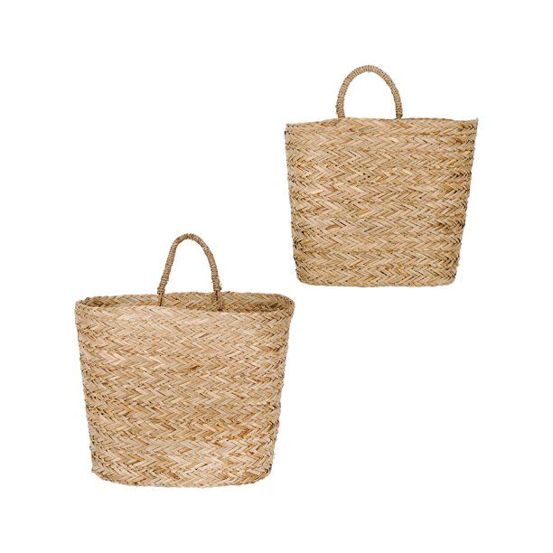 3R Studios Handwoven Beige Seagrass Wall Baskets - Set of 2 - Walmart.com | Walmart (US)