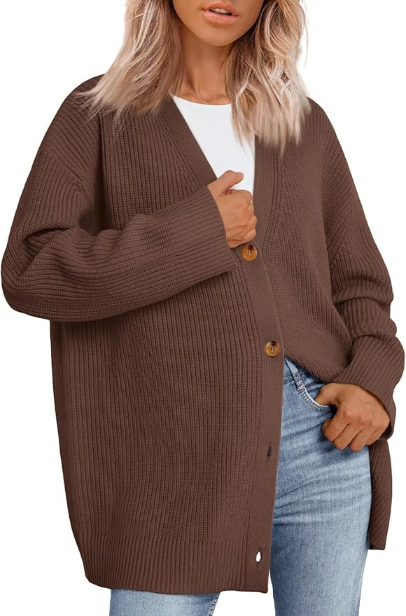 LILLUSORY Women Oversized Cardigan Sweater 2025 Fall Outfits Cloth Fashion V Neck Knit Button Fro... | Amazon (US)
