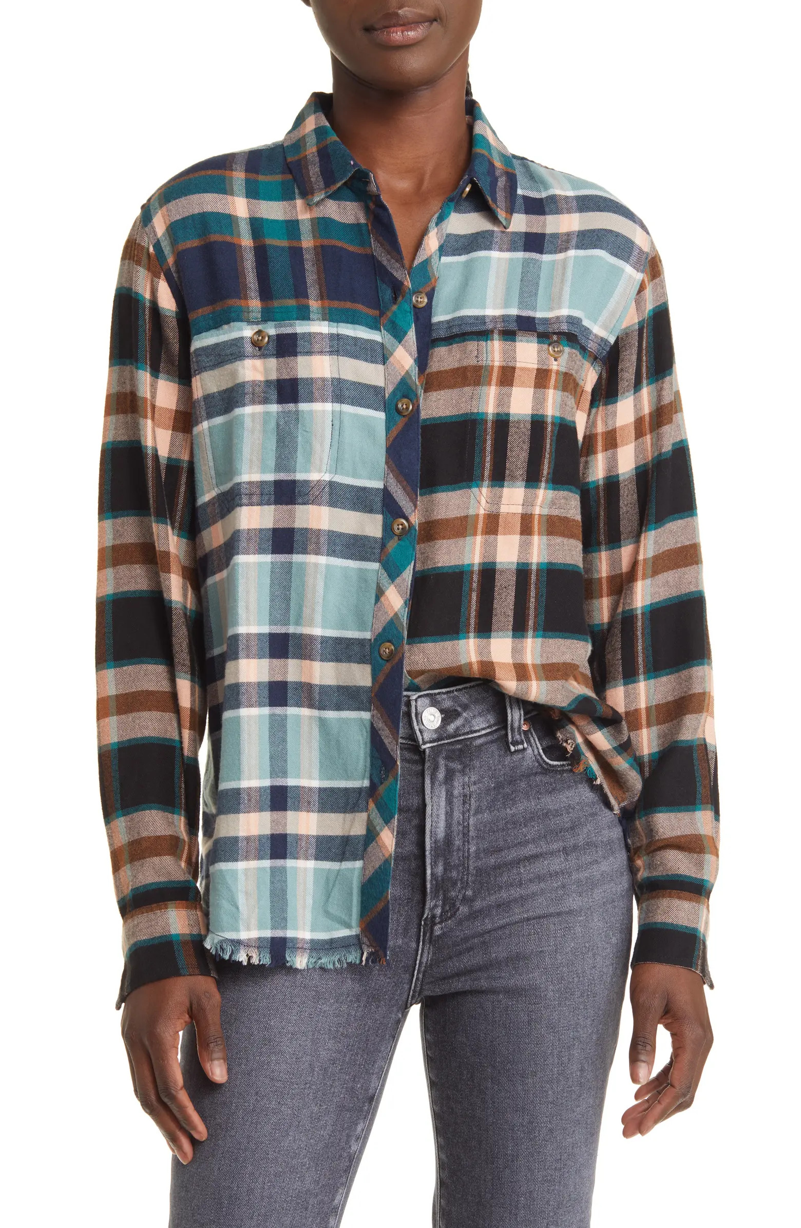 Brando Mixed Plaid Button-Up Shirt | Nordstrom