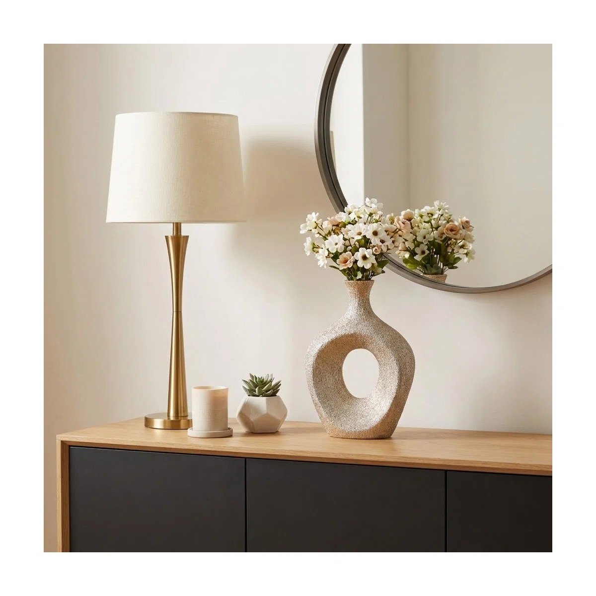 Modern Cut-Out Sculptural Table Vase for Home Decor - Ceramic Flower Vase Accent for Tabletops, O... | Wayfair North America