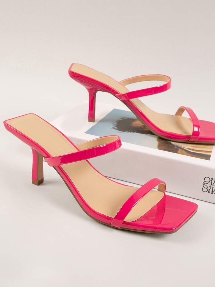 Patent Slip-On Square Toe High Heels | SHEIN