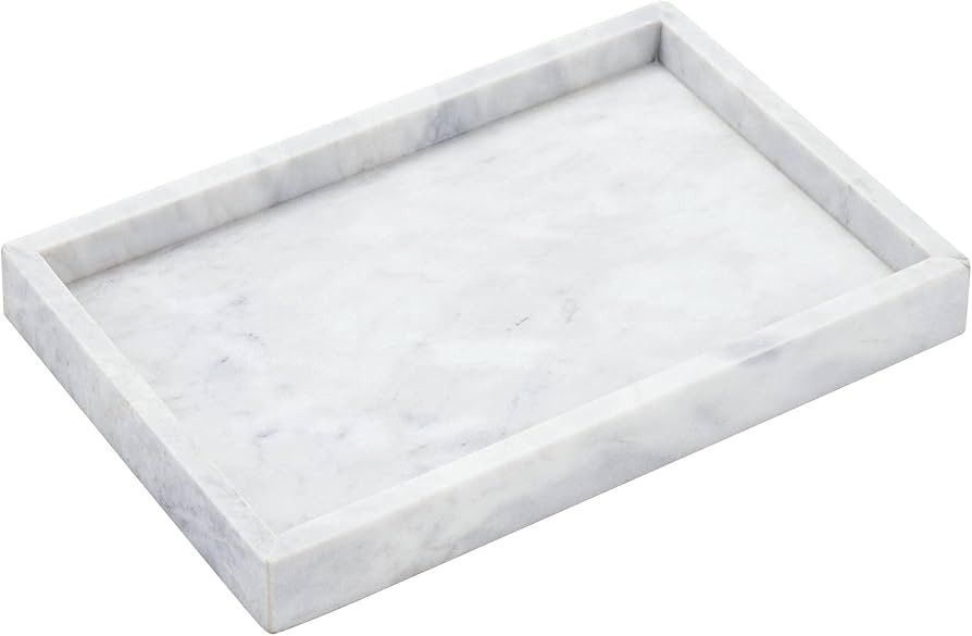 12"x8" Real Natural Marble Vanity Tray, Genuine Marble Storage Tray for Cosmetics/Jewelry, Non-Re... | Amazon (US)