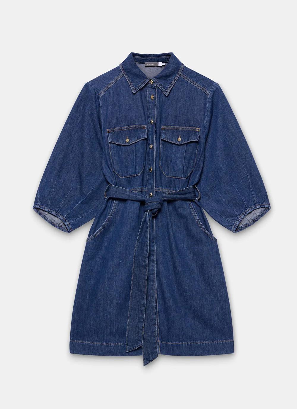 Mid Indigo Denim Mini Shirt Dress | Mint Velvet