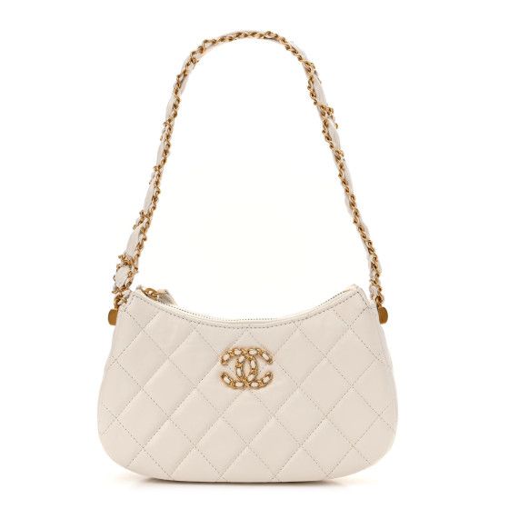 Aged Calfskin Quilted Small Chanel 19 Hobo White | FASHIONPHILE (US)
