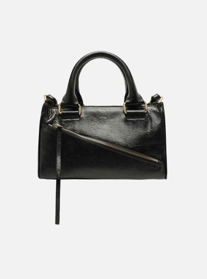 Bolsa Tote Preta Arezzo Couro Worn Média Zíper | ZZ Mall (BR)