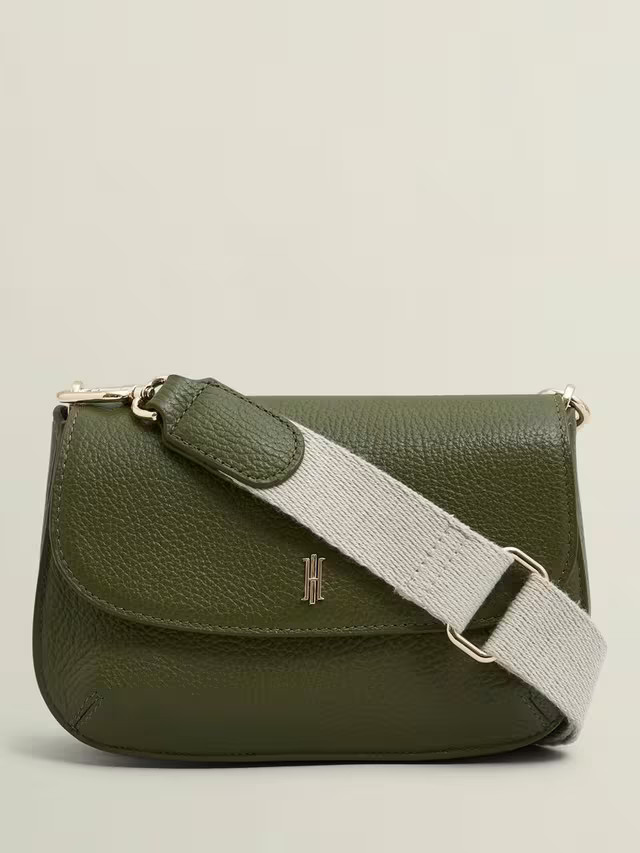 Hobbs Berwick Leather Crossbody Bag, Chive Green | John Lewis (UK)
